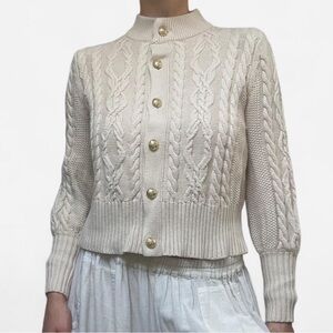 Tuckernuck Cream Cable-Knit Button Cardigan